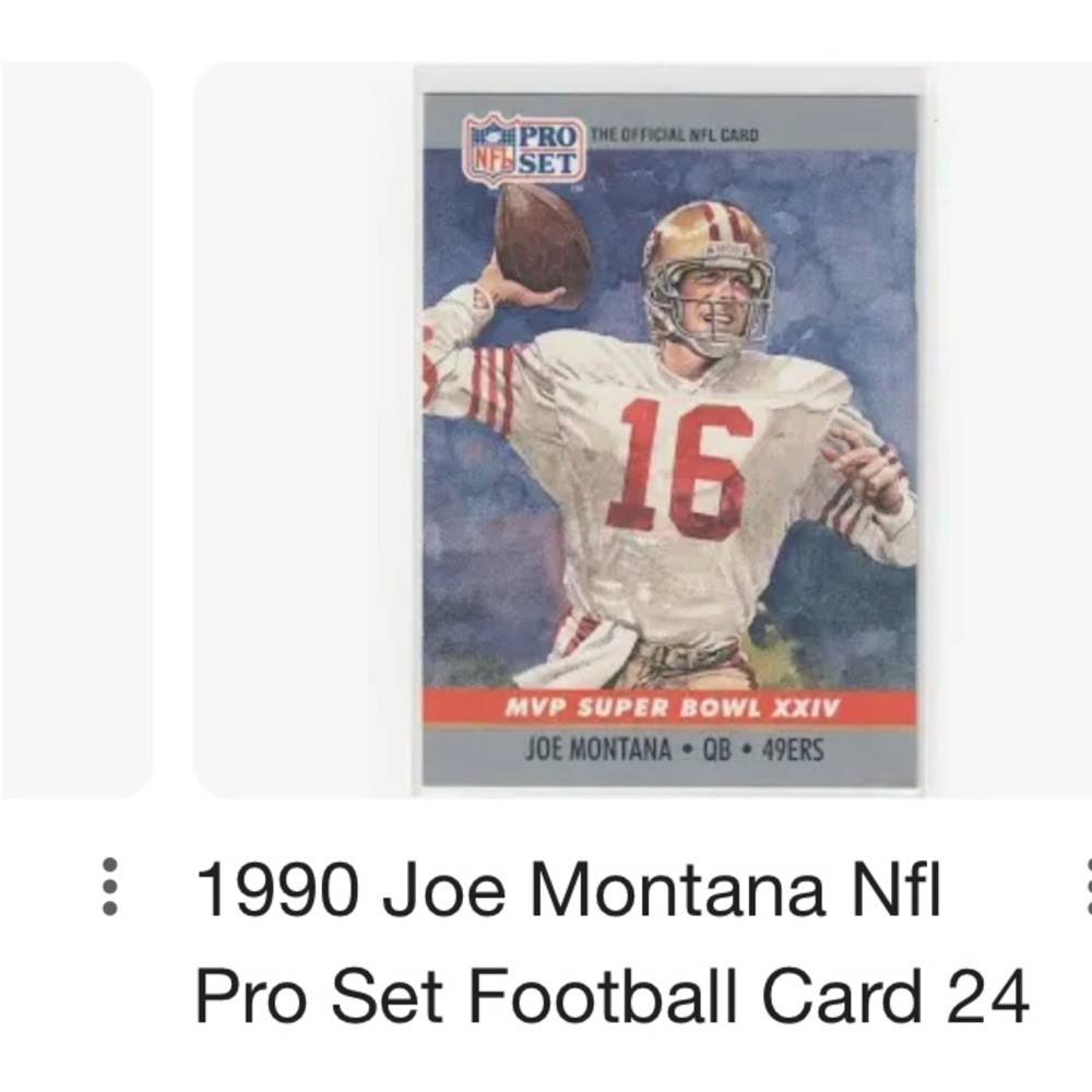 1990 Joe Montana NFL Pro Set Football Card 24
